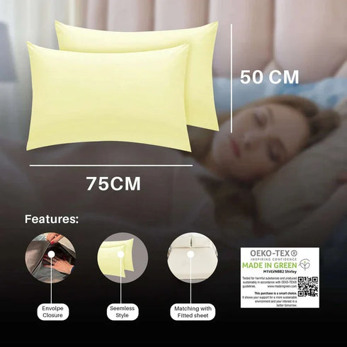 Easy-Care Non-Iron Percale Green Pillow Cases | Divine Textiles (Pair of 2)