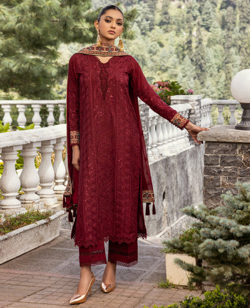 Xenia Embroidered Chiffon 3 Piece Suit - TANYA