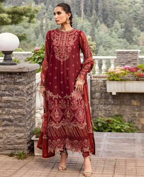 Xenia Embroidered Chiffon 3 Piece Suit - MAHEER
