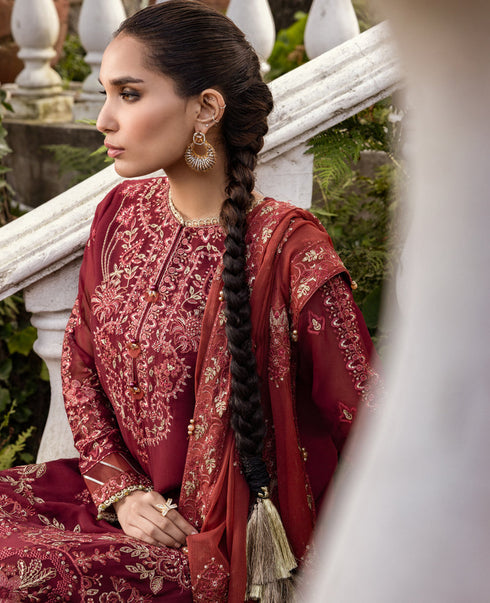 Xenia Embroidered Chiffon 3 Piece Suit - MAHEER