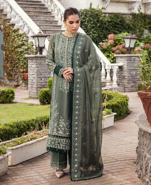 Xenia Embroidered Chiffon 3 Piece Suit - AMVI