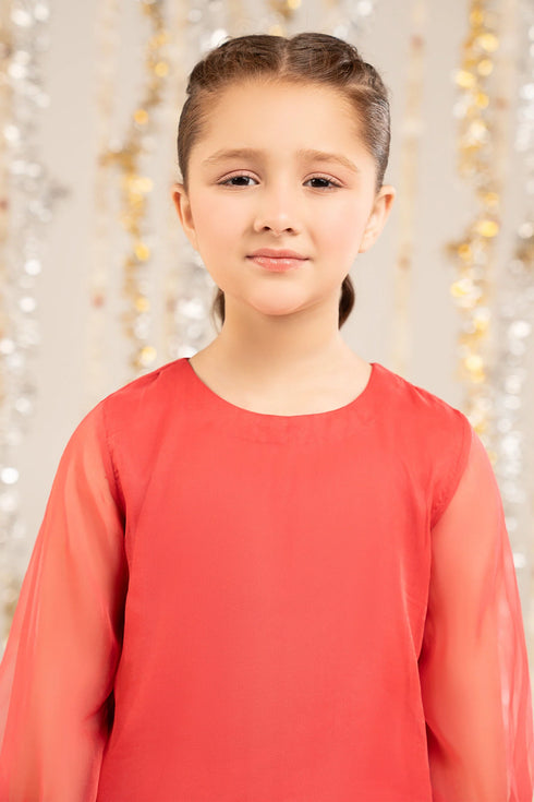 Maria B Kids 2 Piece Embellished Organza Suit MKS-EF26-10-Pink