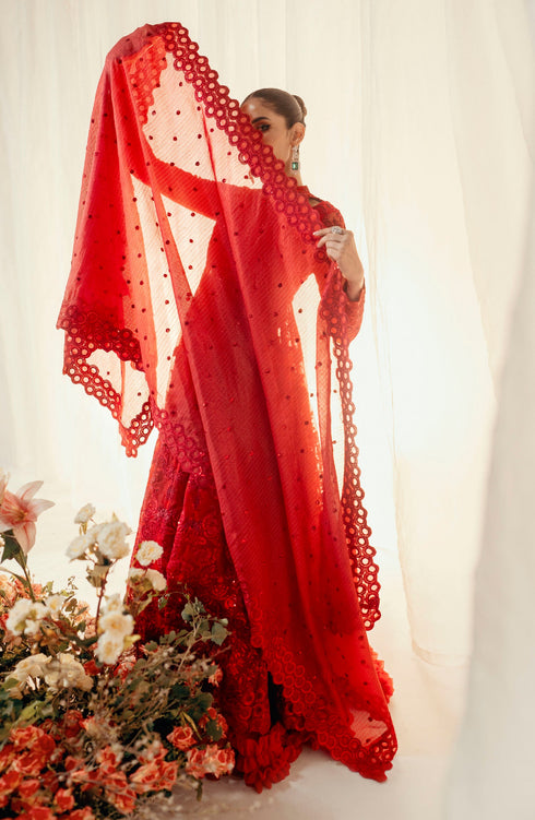 Maryam N Maria Embroidered Organza 3 piece suit Camelia-MW23-530