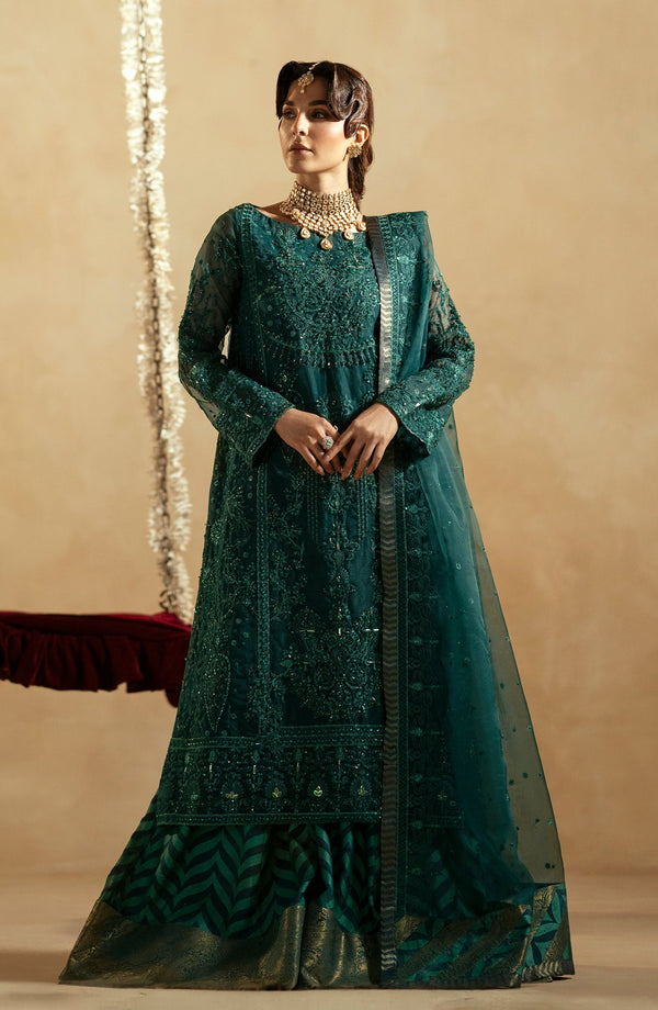 Maryam N Maria Embroidered Organza 3 piece suit Emerald