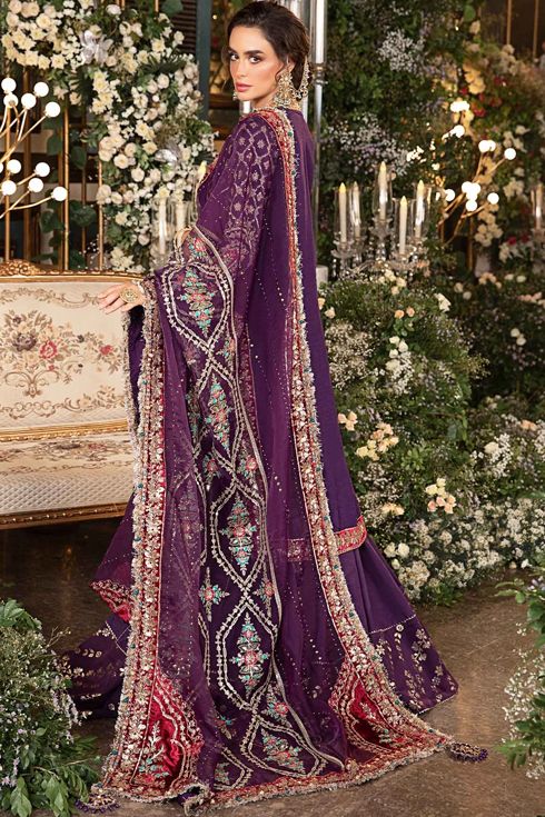 Maria B Embroidered Raw Silk 3 Piece Suit BD-2903