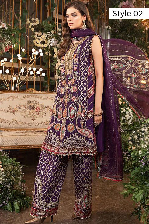 Maria B Embroidered Raw Silk 3 Piece Suit BD-2903