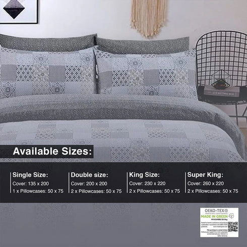 Soft Cotton Quilted Duvet Cover Set - Marrocoas Printed Reversible