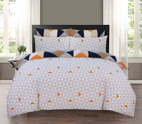 Pure Cotton Printed Duvet Cover Set - Premium Quality - Geometric 3D