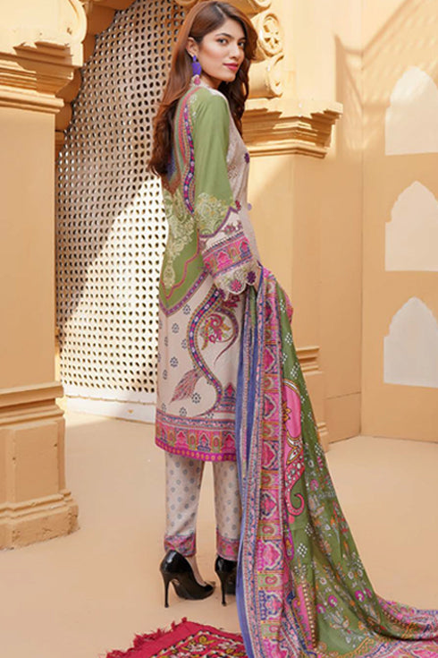 Munira Designer Digital Embroidered Linen 3 Piece Suit MSL114