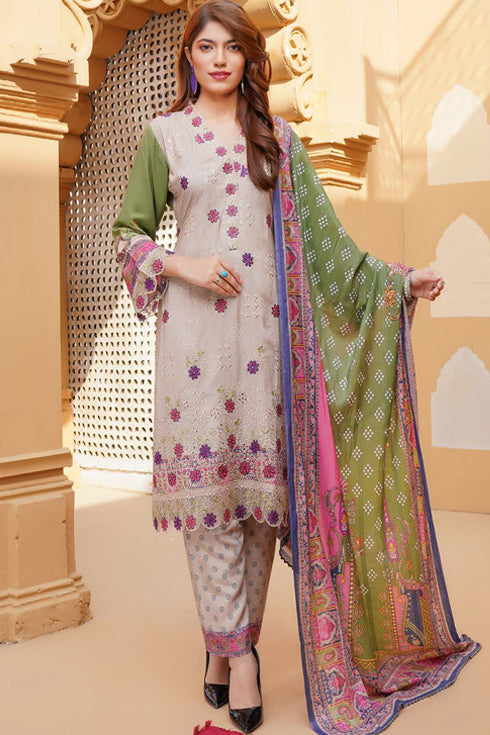 Munira Designer Digital Embroidered Linen 3 Piece Suit MSL114