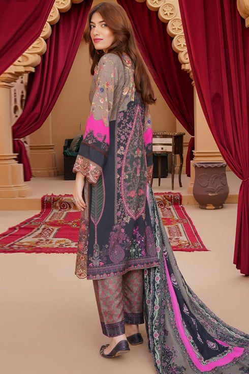 Munira Designer Digital Embroidered Linen 3 Piece Suit MSL115