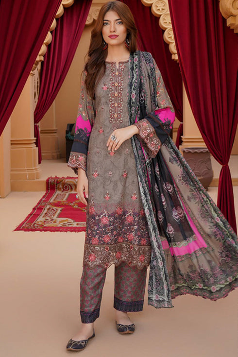 Munira Designer Digital Embroidered Linen 3 Piece Suit MSL115