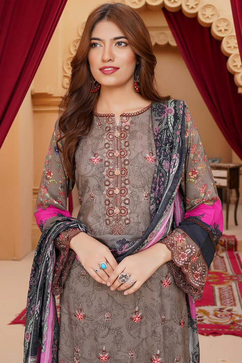 Munira Designer Digital Embroidered Linen 3 Piece Suit MSL115