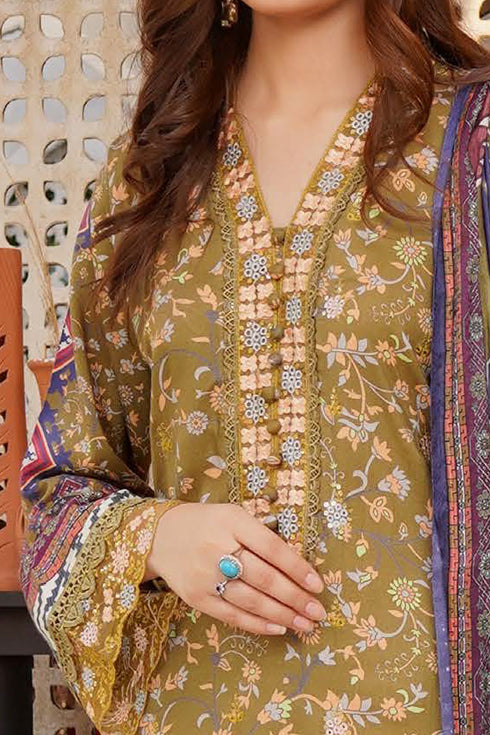 Munira Designer Digital Embroidered Linen 3 Piece Suit MSL117