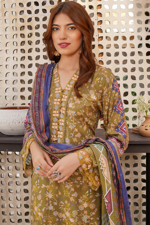 Munira Designer Digital Embroidered Linen 3 Piece Suit MSL117