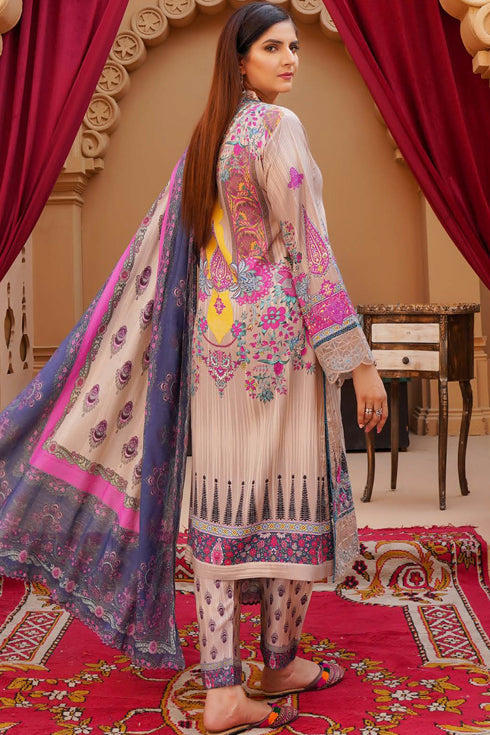 Munira Designer Digital Embroidered Linen 3 Piece Suit MSL119