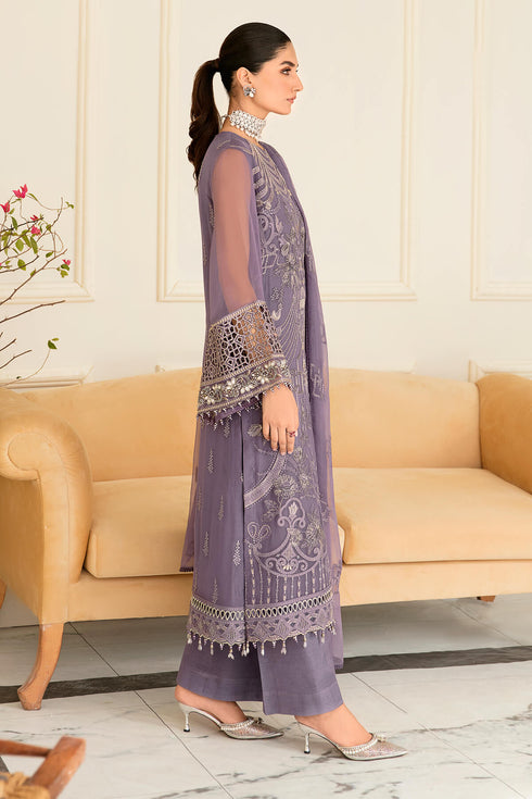 Flossie Embroidered Chiffon 3 Piece suit PERIWINKLE