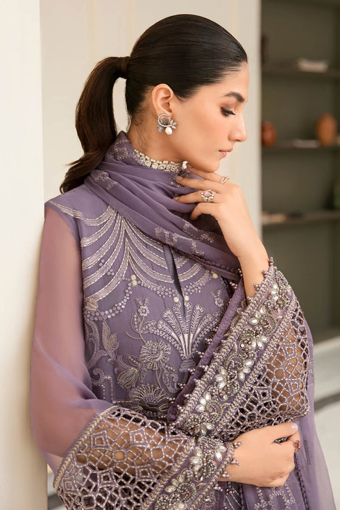 Flossie Embroidered Chiffon 3 Piece suit PERIWINKLE