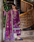 Mushq Embroidered Karandi Suit Plum Swirl