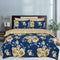 Pure Cotton Printed Duvet Cover - Premium Quality - Navy Mustard Roses