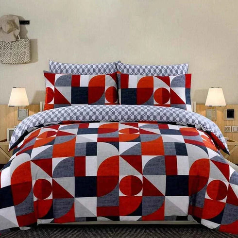 Pure Cotton Printed Duvet Cover Set - Premium Quality - Geometric Pattern Multi