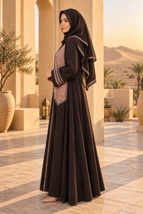 Rafia Embroidered Viscose 2 Piece Abaya G228