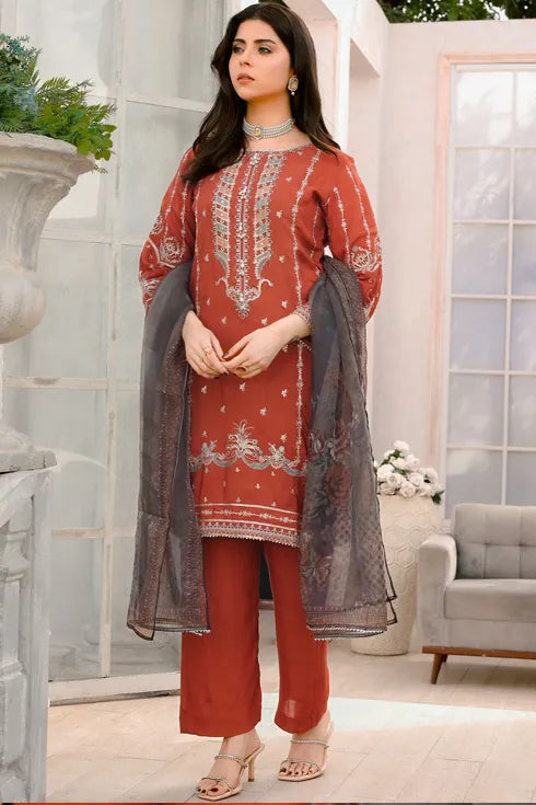 Rang-E-Noor Self Viscose 3 Piece Suit QSV-12