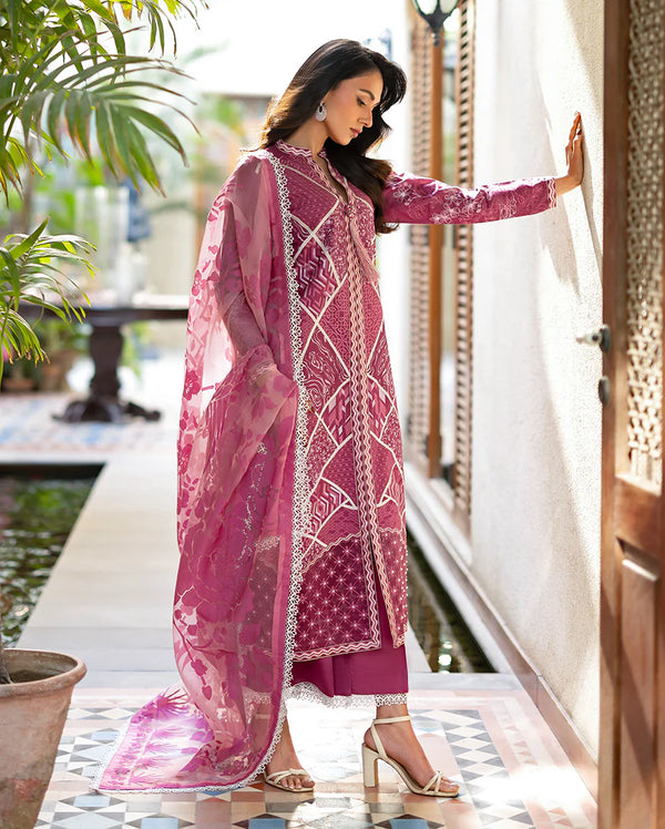 Mushq Chikan Embroidered Lawn Suit Rosea