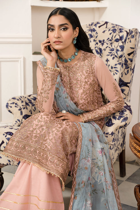 Zarif Embroidered Net 3 piece suit ZAF 08