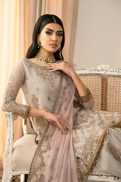 Zarif Embroidered Net 3 piece suit ZAF 06