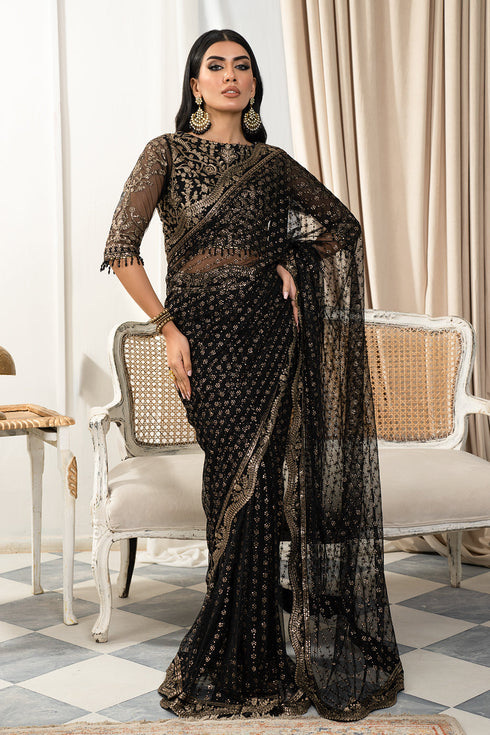 Zarif Embroidered Net Saree & 3 piece suit ZAF 02