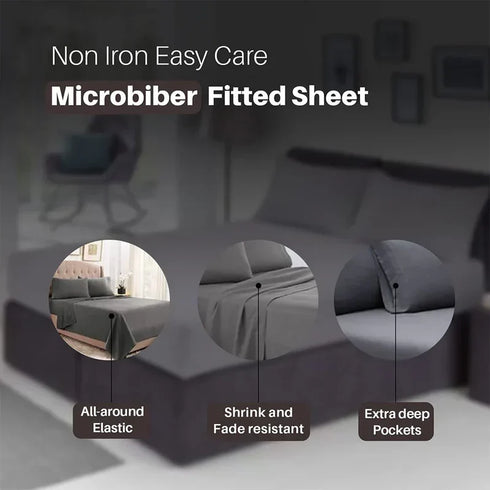 Luxurious Extra Deep Fitted Microfiber Bed Sheets 16"/40CM - Grey