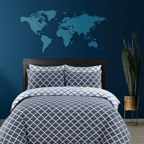 Spades Printed Grey Duvet Cover Set - 100% Cotton for a Stylish Bed