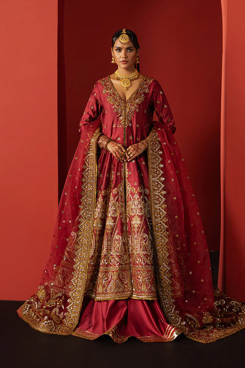 Afrozeh Emboridered Raw Silk Suit Bahaar