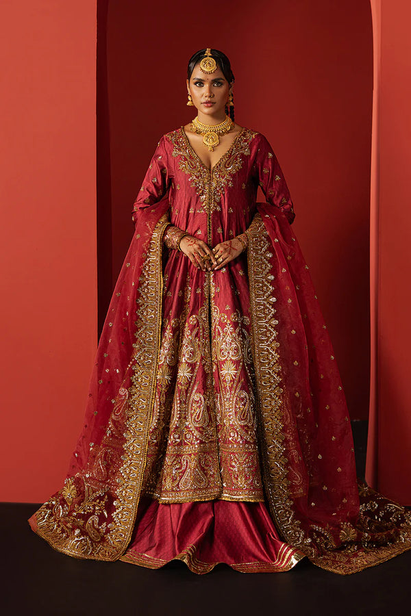 Afrozeh Emboridered Raw Silk Suit Bahaar