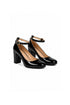 Black Ankle Strap Block Heel Court Shoes– G-1829
