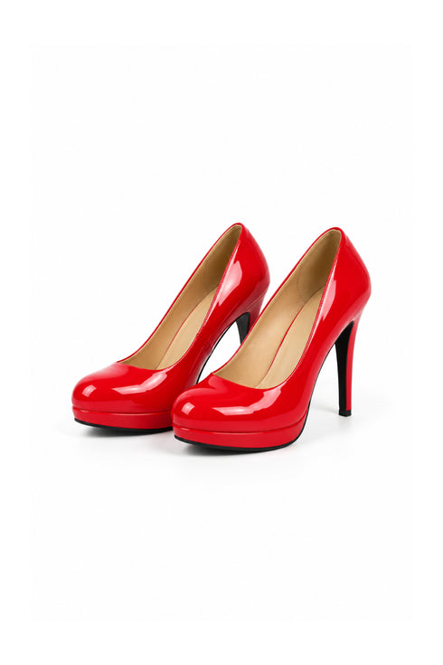 Red Patent Round Toe High Heel Court Shoes – G-925