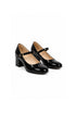 Black Patent Round Toe Block Kitten Heel Shoes – G-1830-4