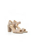 Women Low Block Heel Sandals Nude Suede G-1840