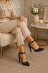 Pointy Toe Stiletto ankle strape court shoes Black Matte 221