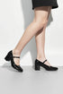 Black Patent Round Toe Block Kitten Heel Shoes – G-1830-4