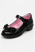 Girls Black Patent Mary Jane School Shoes with Bow-BS-MACHA