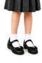 Girls Black Matte Mary Jane School Shoes with Bow Detail BS-MACHA