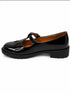 Girls Black Patent Mary Jane School Shoes with Gold Buckle C/S-20