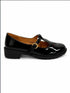 Girls Black Patent Mary Jane School Shoes with Gold Buckle C/S-20