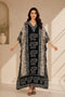 Women’s Pink Elephant Brown Kaftan Dress – Long Free-Size Batwing Maxi Cover-Up with Adjustable Strap