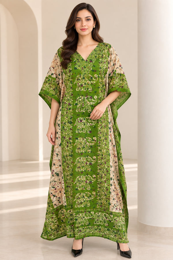 Women’s Plus Size V-Neck Kaftan Dress – Long Maxi Beach Cover-Up with Batwing Sleeves