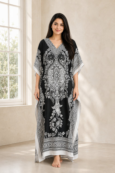 Women’s Free-Size Kaftan Maxi Dress – Kimono Beach Cover-Up, Party Dress and Loungewear