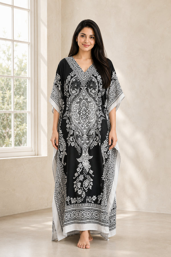 Women’s Free-Size Kaftan Maxi Dress – Kimono Beach Cover-Up, Party Dress and Loungewear
