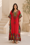 Women’s Tribal Print Kaftan Dress – Free-Size V-Neck Maxi Beach Cover-Up with Batwing Sleeves